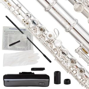 BAHAMUT Carving B Foot Flute, 17 Open Hole Flauta with Offset G, Split E Mechanism, 17 Key Flute Instrument for Professional Performance