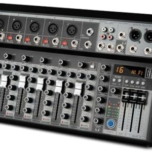 Depusheng Professional Audio Mixer, 7 Channel Audio Interface Sound Board Mixing Console System, 16-Bit DSP DJ Bluetooth Mixer +48V Phantom Effect For Karaoke Studio Streaming Recording (XT7)