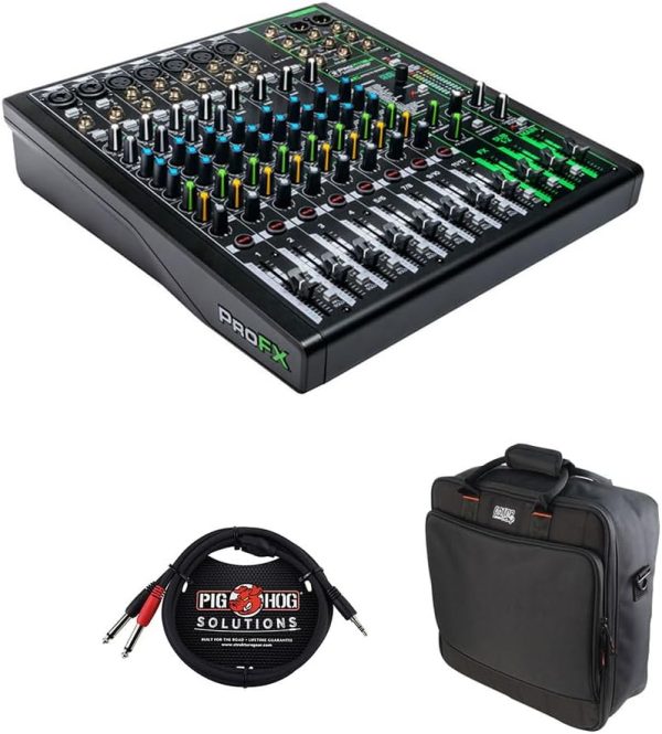 Mackie ProFX12v3 12-Channel Sound Reinforcement Mixer with Built-In FX, Gator Cases G-MIXERBAG-1515 Mixer Bag & Stereo Cable 10ft Bundle - Image 9